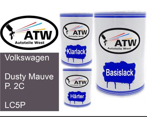 Volkswagen, Dusty Mauve P. 2C, LC5P: 500ml Lackdose + 500ml Klarlack + 250ml Härter - Set, von ATW Autoteile West.